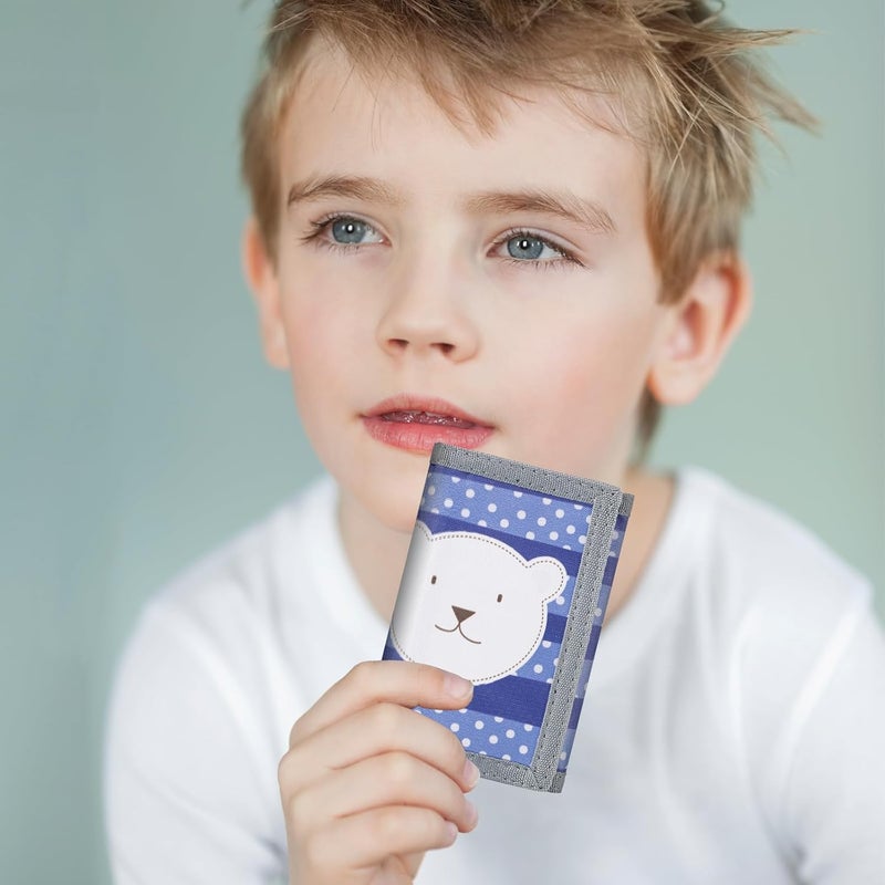 Jonyee Kids Wallet for Boys Girls 3-14, RFID Trifold Novelty Wallet with Zipper and Key Chain, Outdoor Purse with Coin Pocket and ID Window, Card Holders for Toddler Children Gifts -Bear White - Image 4